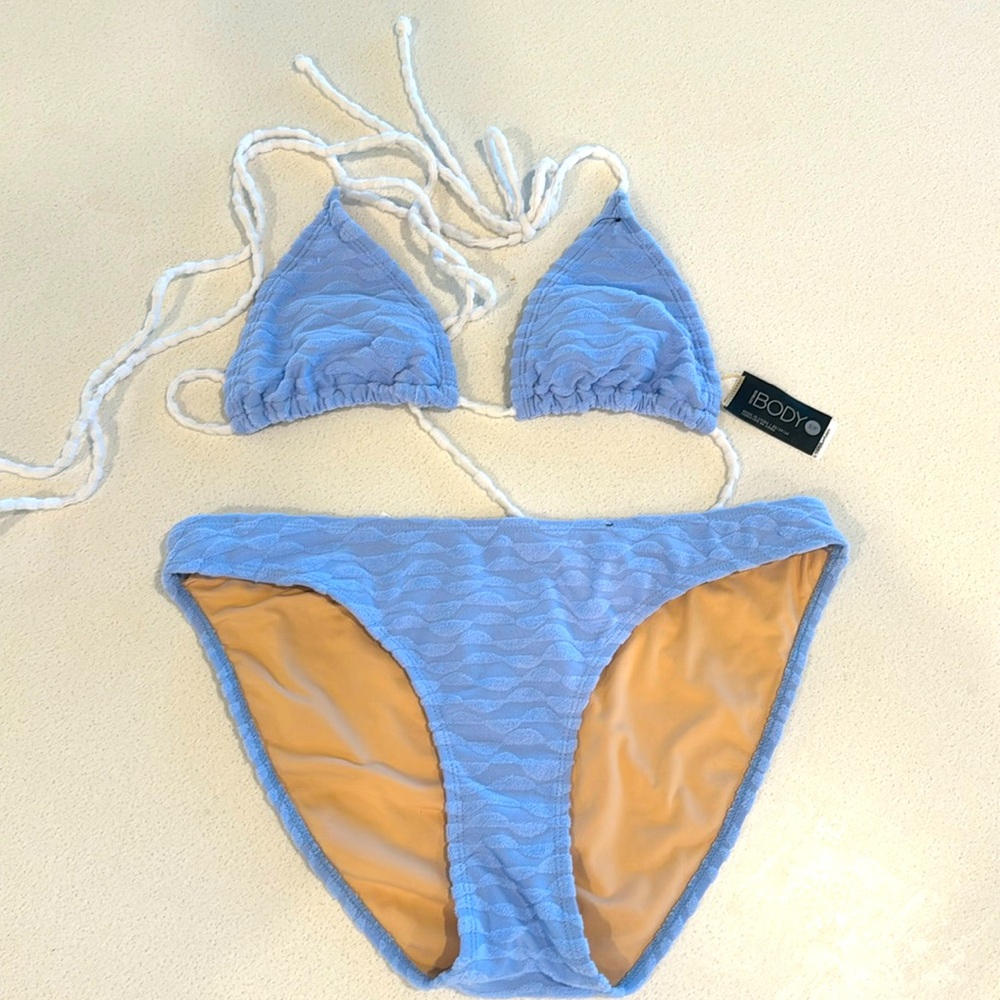 Body Baby Blue Terry Cloth Triangle Bikini